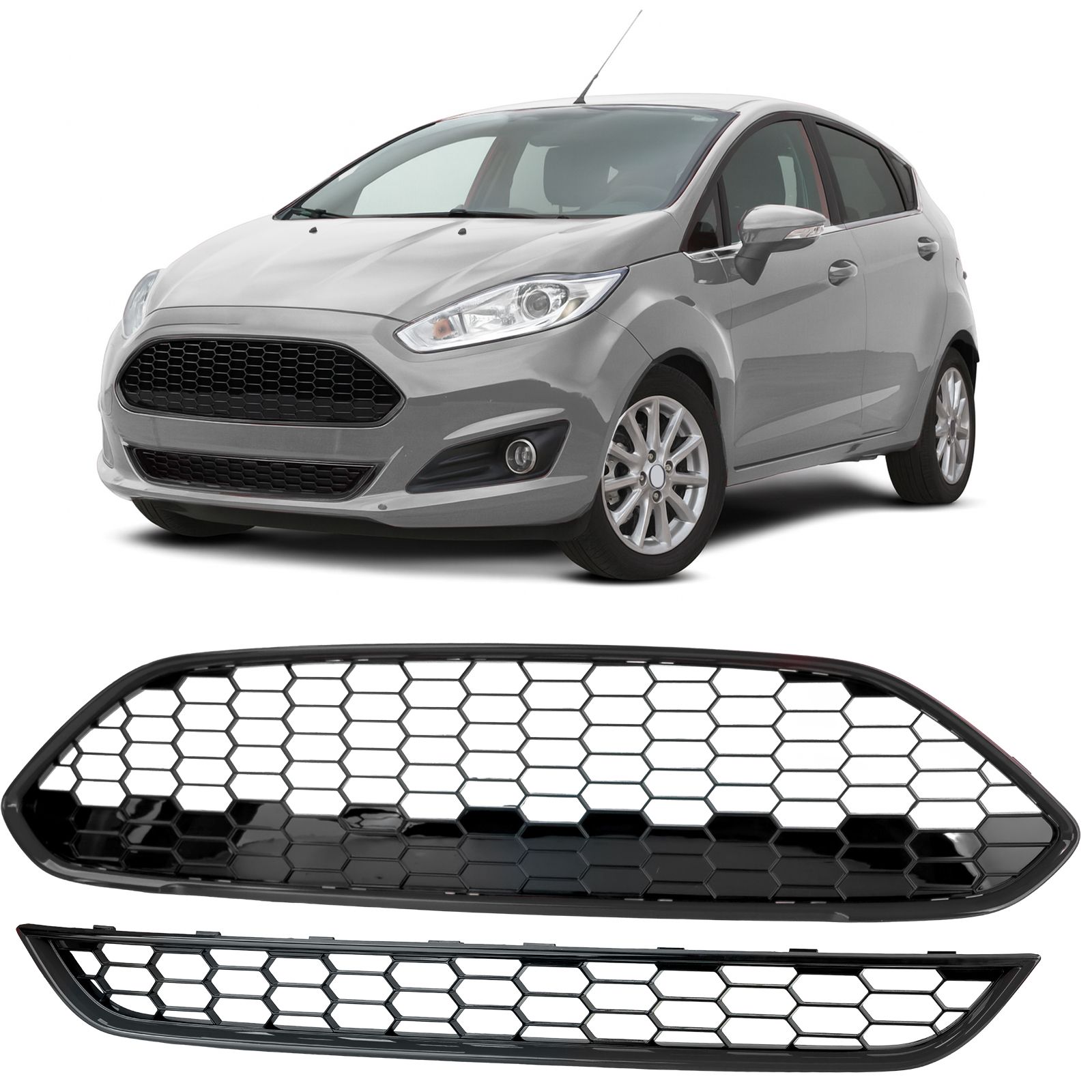 Grill Ford Fiesta 13–17 Honingraad ST Look Glans Zwart