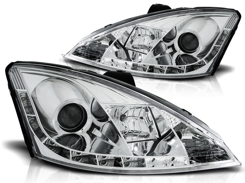 Koplampen Ford Focus 98-01 Devil Eyes DRL look 2 chroom