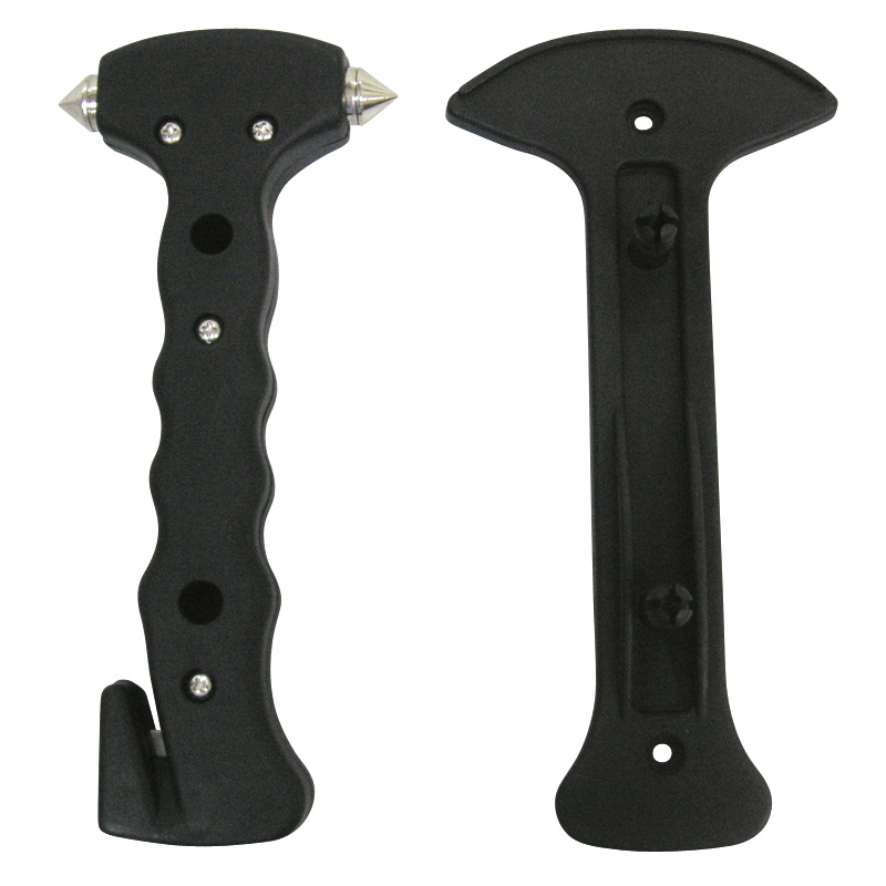 Emergency hammer with belt knife - black - incl. holder