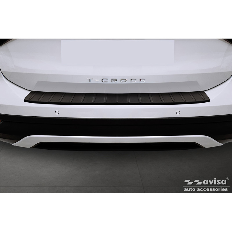 Matt Black Stainless Steel Rear bumper protector  Volkswagen T-Cross 2019-2024 & FL 2024- 'Ribs'