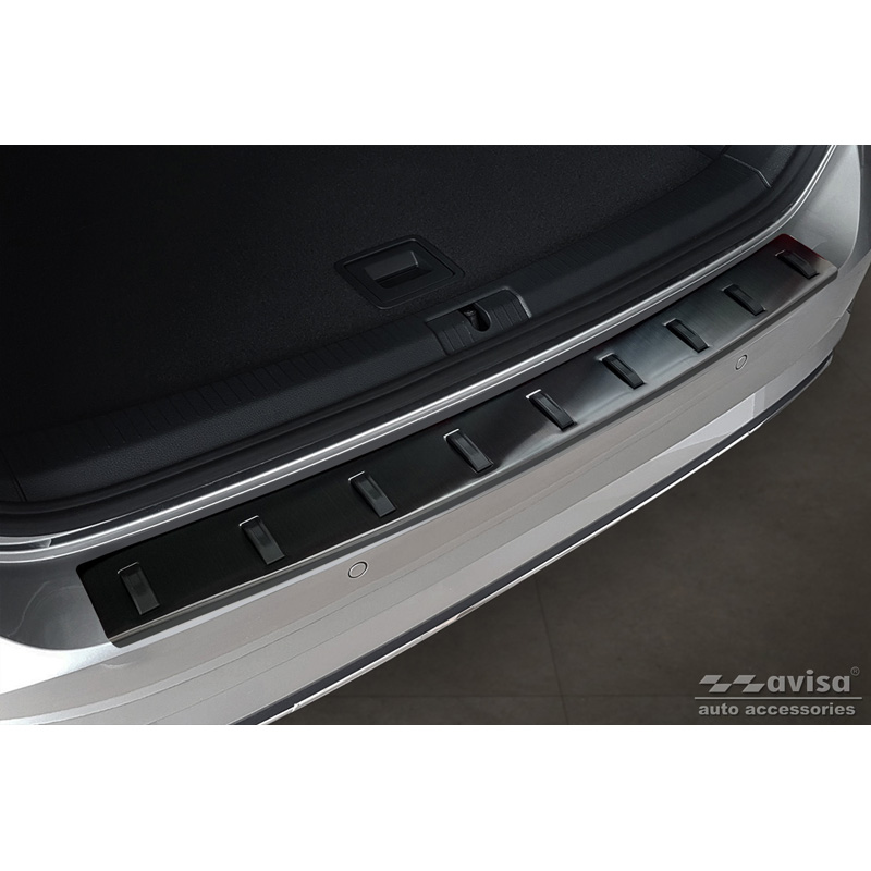 Black Stainless Steel Rear bumper protector  Volkswagen Golf VII Variant Facelift 2017-2019 (incl. R-Line) 'STRONG EDITION'