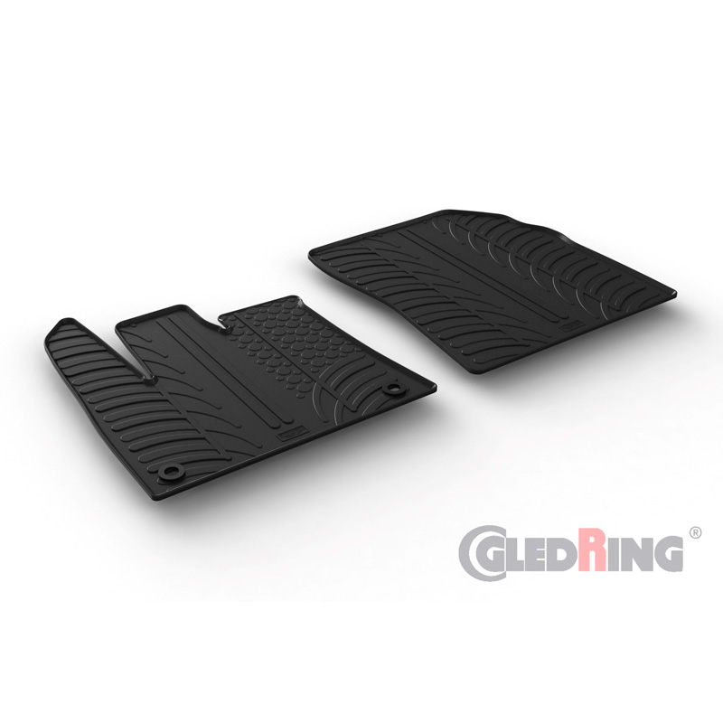 Rubber car mats set  Citroën Berlingo / Opel Combo E / Peugeot Partner Cargo / Toyota Proace City 9/2019- (T profile 2-pieces + oval mounting clips)