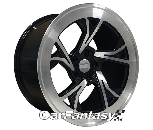 RADI8 C5 8.5/9.5x18 5x100 35 Gloss black machine face 66,6 Velge