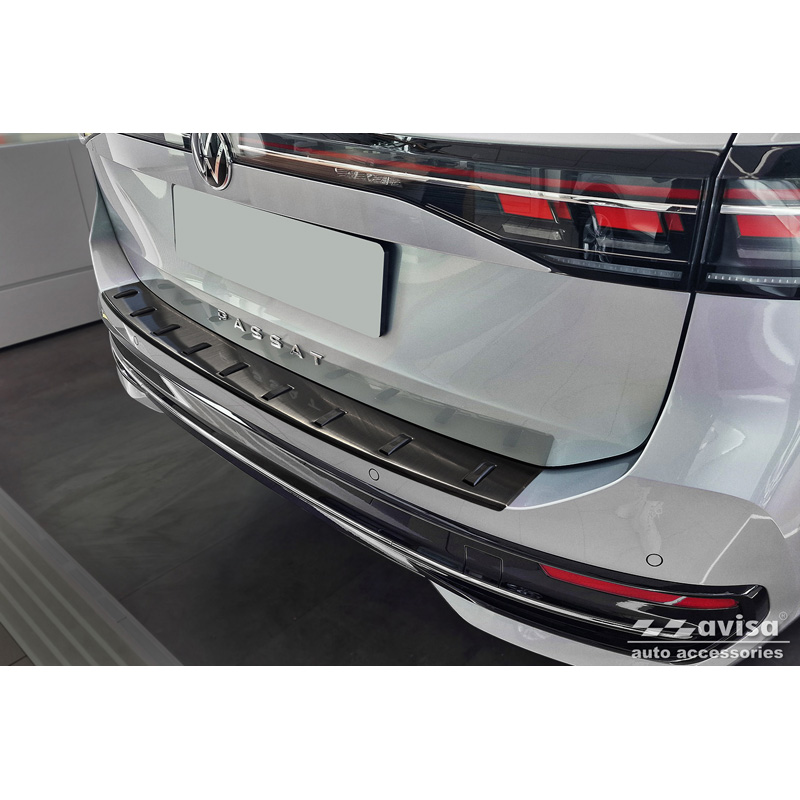 Black Stainless Steel Rear bumper protector  Volkswagen Passat Variant (CJ5) incl. R-Line & Hybrid 2024- 'STRONG EDITION'