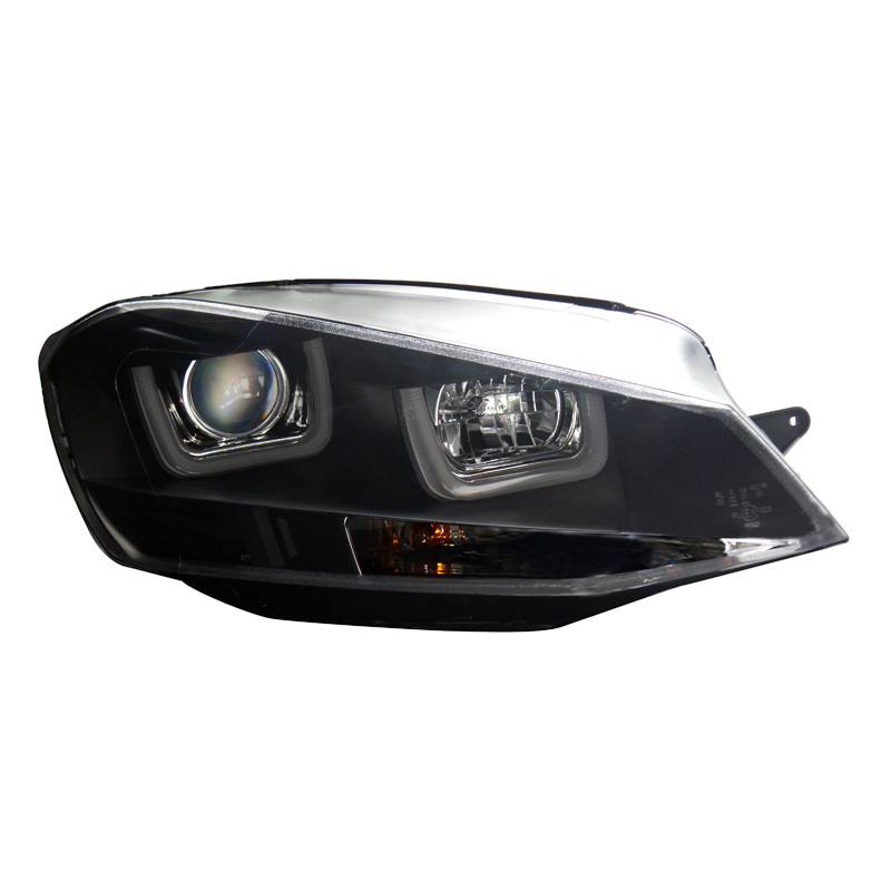 Set Headlights incl. DRL 'Dual U'  Volkswagen Golf VII 2012-2017 - Black - incl. Levelling Motor