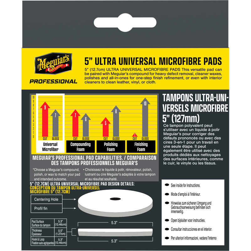 Meguiar's Professional Ultra Universal Microfiber Pads - 5,3'' diameter x 0,5'' (134,6mm x 12,7mm) - wit - set van 2