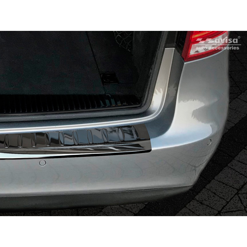 Zwart-Chroom RVS Achterbumperprotector  Mercedes E-Klasse W212 Kombi 2013-2016 'Ribs'