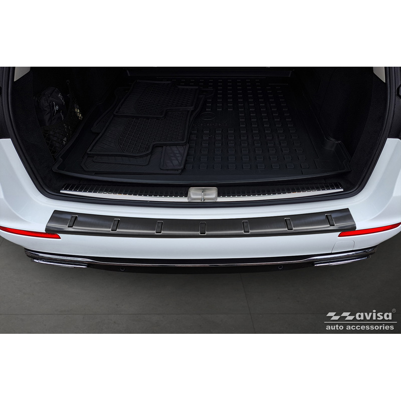 Avisa Black Stainless Steel Rear bumper protector  Mercedes E-Class Estate S213 2016-2023 (incl. E53 AMG) 'STRONG EDITION'