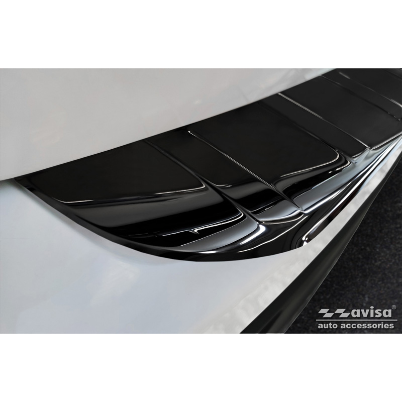Black Mirror Stainless Steel Rear bumper protector  Mercedes GLB (X247) incl. AMG 2019- 'Ribs'