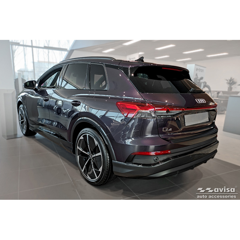 Avisa Matt Black Stainless Steel Rear bumper protector  Audi Q4 e-tron (F4B) & Q4 e-tron Sportback (F4N) 2021- 'Ribs'