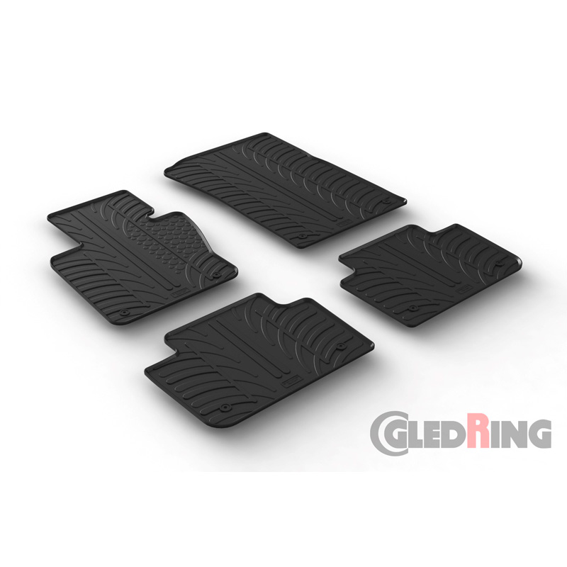 Rubber car mats set  BMW X3 2004-2010 (T profile 4-pieces + mounting clips)