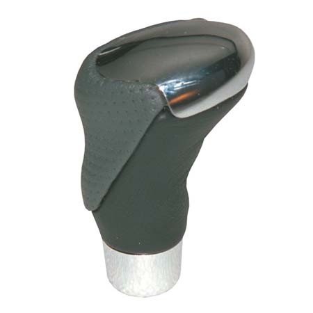 Pookknop chroom/zwart-grijs leder