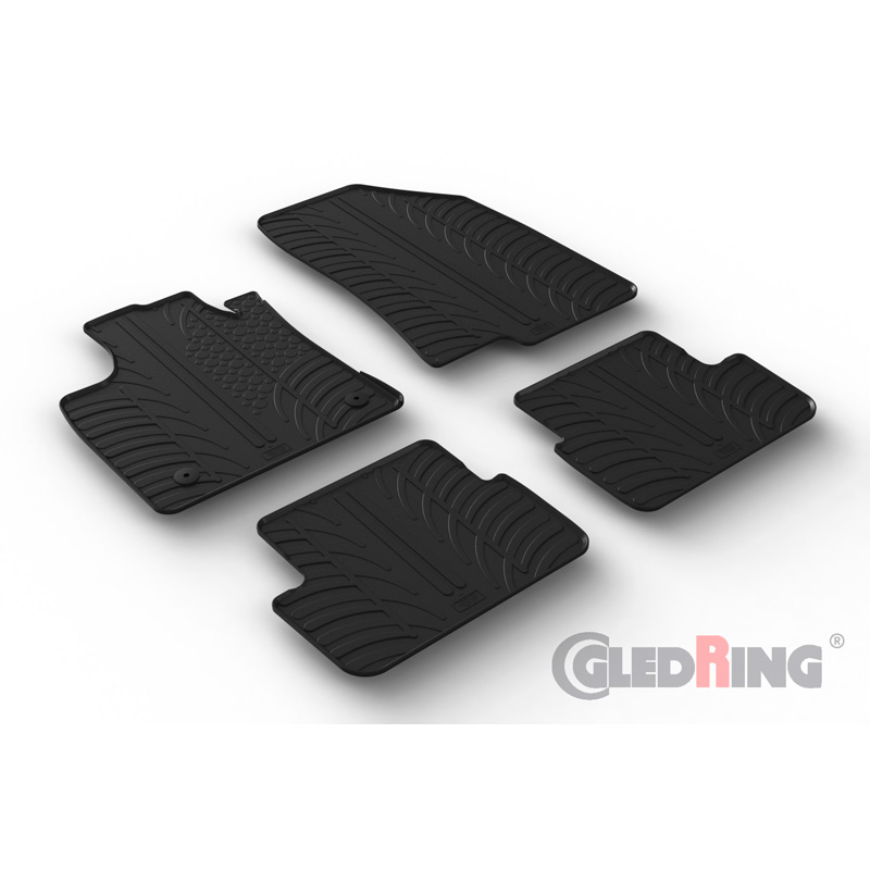 Rubber car mats set  Dacia Sandero III 2020- incl. Stepway (T profile 4-pieces + mounting clips)