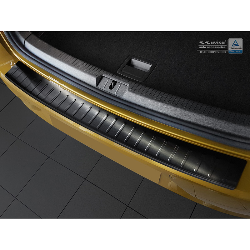 Black Stainless Steel Rear bumper protector  Volkswagen Golf VII HB 3/5-doors 2012-2017 & FL 2017-2019 'Ribs'