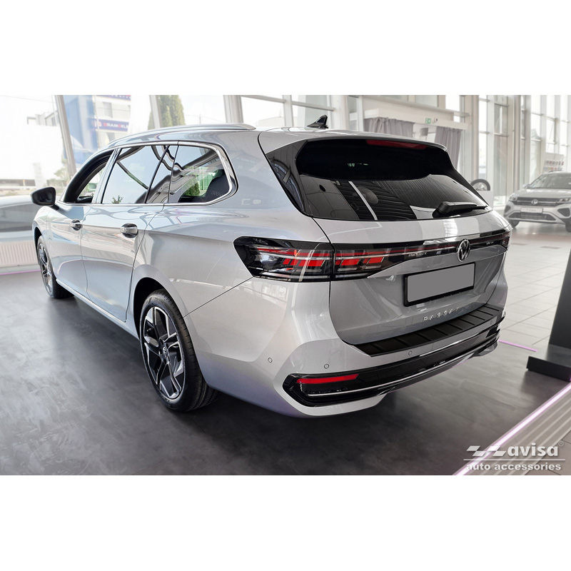 Matt Black Stainless Steel Rear bumper protector  Volkswagen Passat Variant (CJ5) 2023- 'Ribs'