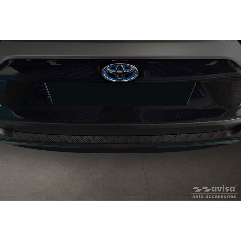 Matt Black Aluminum Rear bumper protector  Toyota RAV4 (5th Gen.) 2018- & Suzuki Across 2020- 'Riffled Plate'