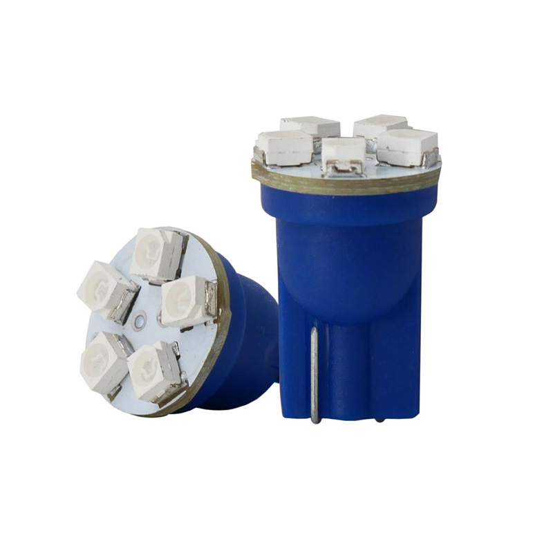 Simoni Racing T10 6-LED 'Hyper Multi' Lampen - Blauw - Set à 2 stuks