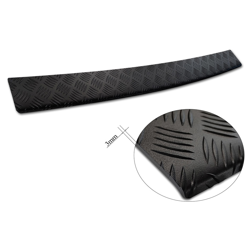 Matt Black Aluminum Rear bumper protector  Citroën Space Tourer & Jumpy 2016- / Peugeot Traveller & Expert 2016- / Toyota Proace Verso 2016- / Opel Vivaro & Zafira Life 2019- (models with painted bumper top) 'Riffled Plate'