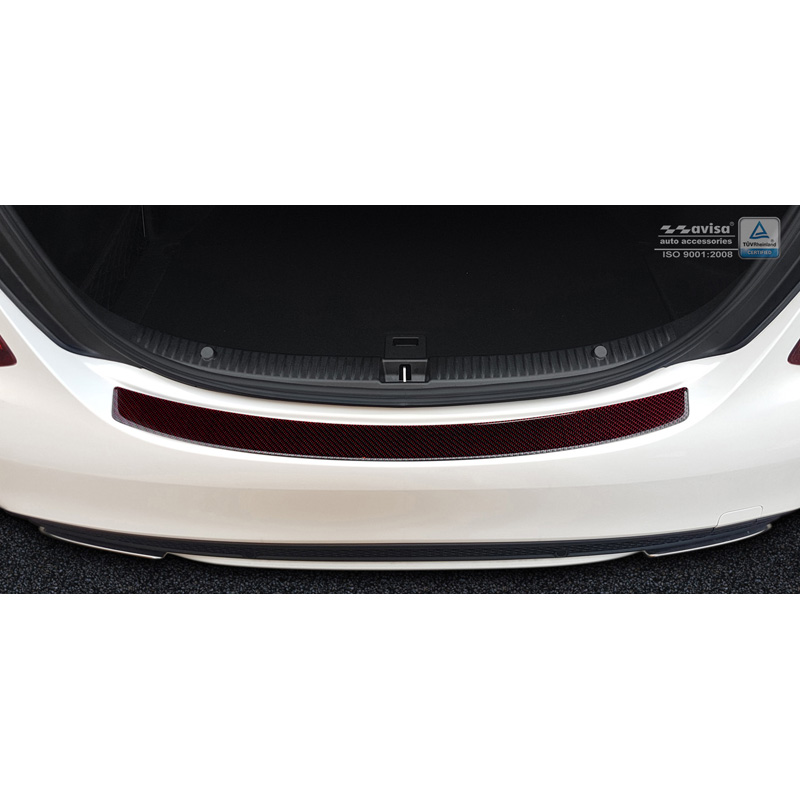 Carbon Rear bumper protector  Mercedes CLS (C218) 2014-2018 Red-Black Carbon