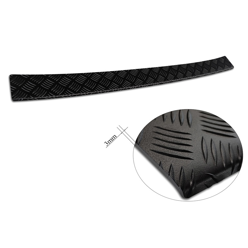 Matt Black Aluminum Rear bumper protector  Volkswagen Transporter T6 2015- & FL 2019- (with rear hatch) 'Riffled plate'