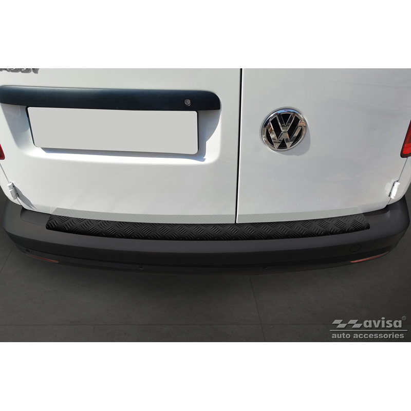 Matt Black Aluminum Rear bumper protector  Volkswagen Caddy 2004-2015 & FL 2015- 'Riffled Plate'