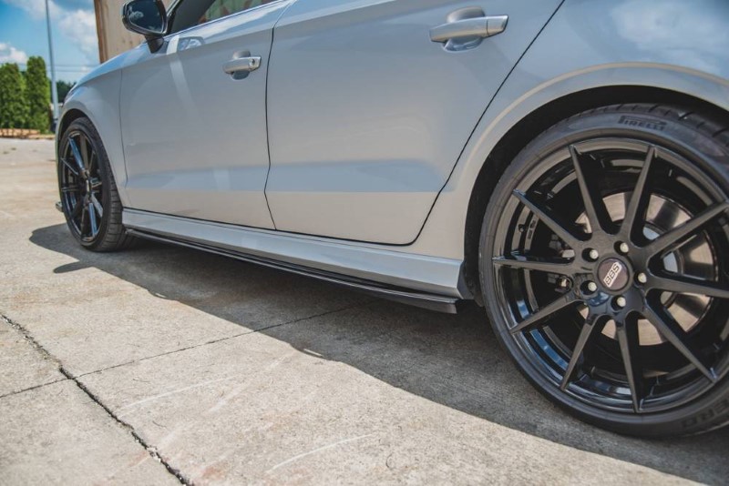 Zijskirts Diffuser V.2 Audi S3 / A3 S-Line Sedan 8V Facelift Glanzend zwart