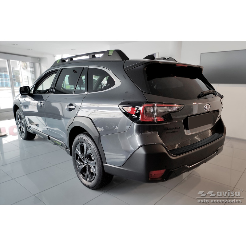 Matt Black Stainless Steel Rear bumper protector  Subaru Outback (BT) 2020- 'Ribs'