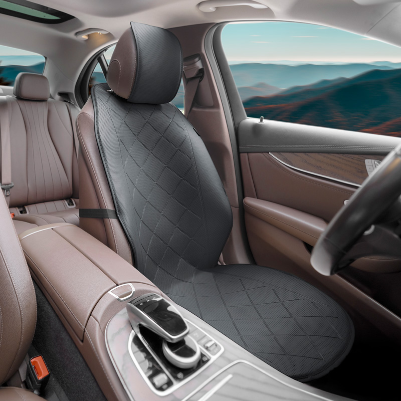 Universal Protective Seat Cover/Cushion 'Front' Black Leather - single piece