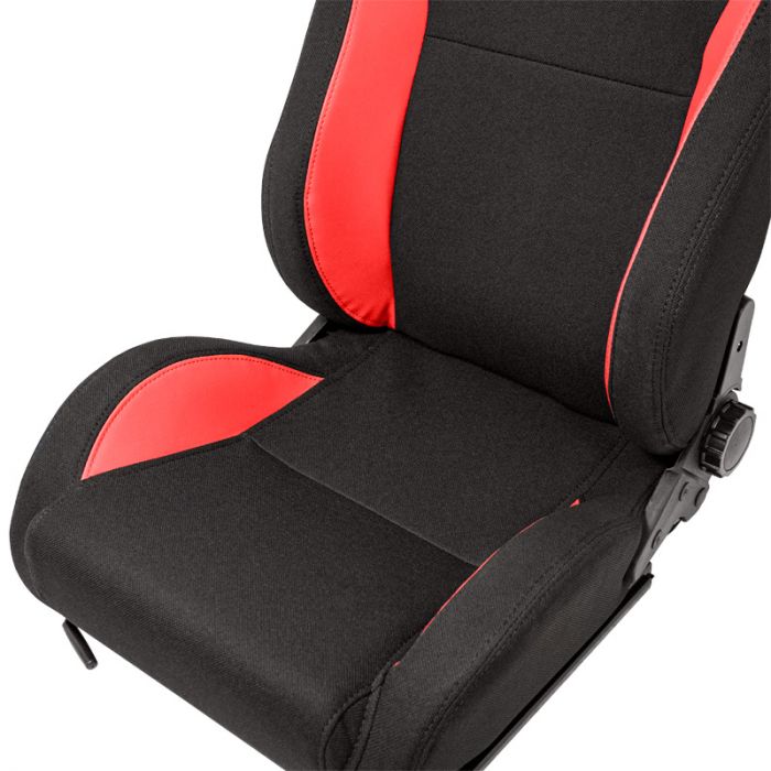 Sport seat 'MR' - Black Synthetic leather + Red Pine Fabric- Dual-side reclinable back-rest - incl. slides