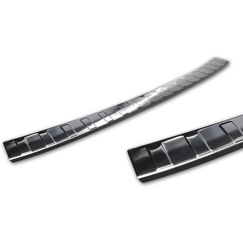 Black Stainless Steel Rear bumper protector  Volkswagen Polo VI 5-doors 2017-2021 & Facelift 2021- 'Ribs'