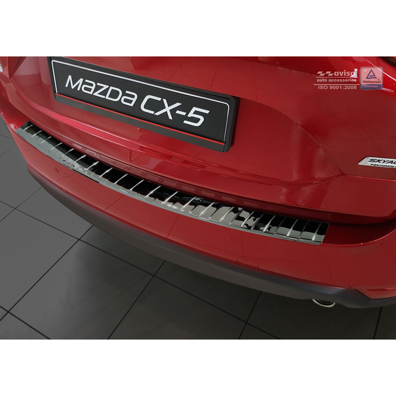 Zwart-Chroom RVS Achterbumperprotector  Mazda CX-5 II 2017- incl. Facelift 'Ribs'