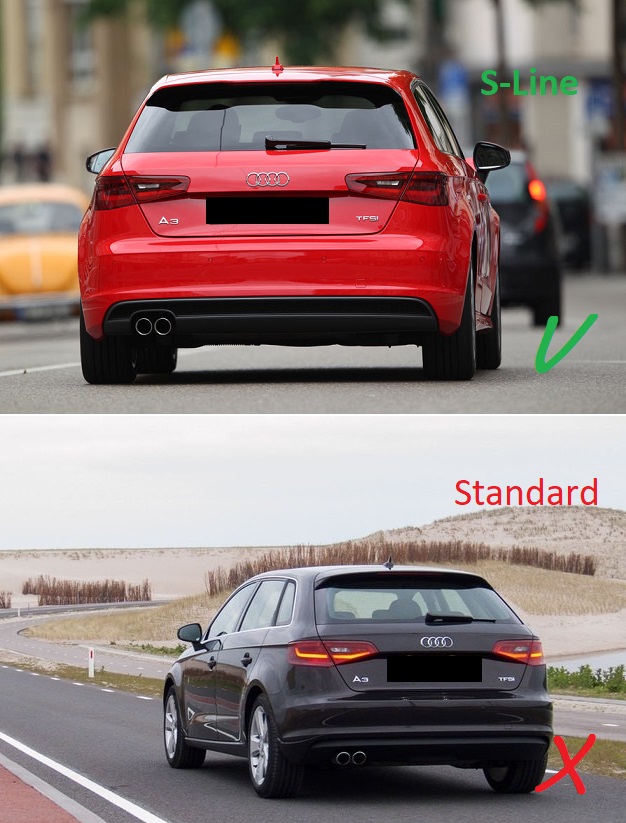 Achterbumper Diffusor Audi A3 8V 12-16 3deurs/Sportback Glossy black Rieger