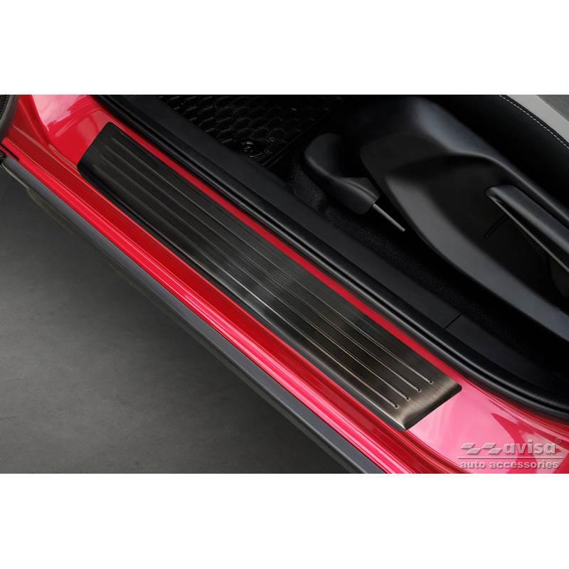 Black Inox door sill protectors  Honda Jazz Crosstar 2020- 'Lines' - 4-pieces