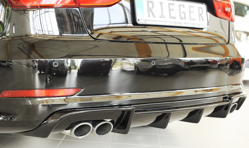 Achter Skirt Audi A3 8V 12-16 S-line Rieger Glans Zwart