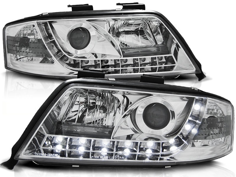 Koplampen Audi A6 01-04 Devil Eyes Echter DRL chroom