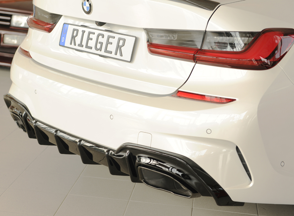 Diffuser BMW 3 Serie G20 M340i Rieger Glans Zwart voor Trekhaak