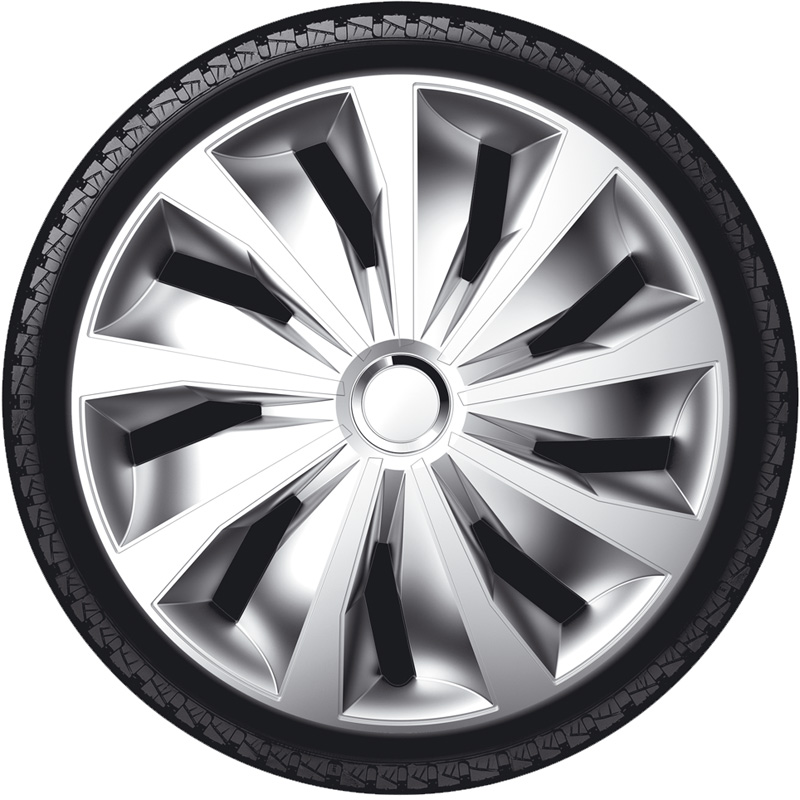4-Delige Wieldoppenset Grip Pro 16-inch zilver
