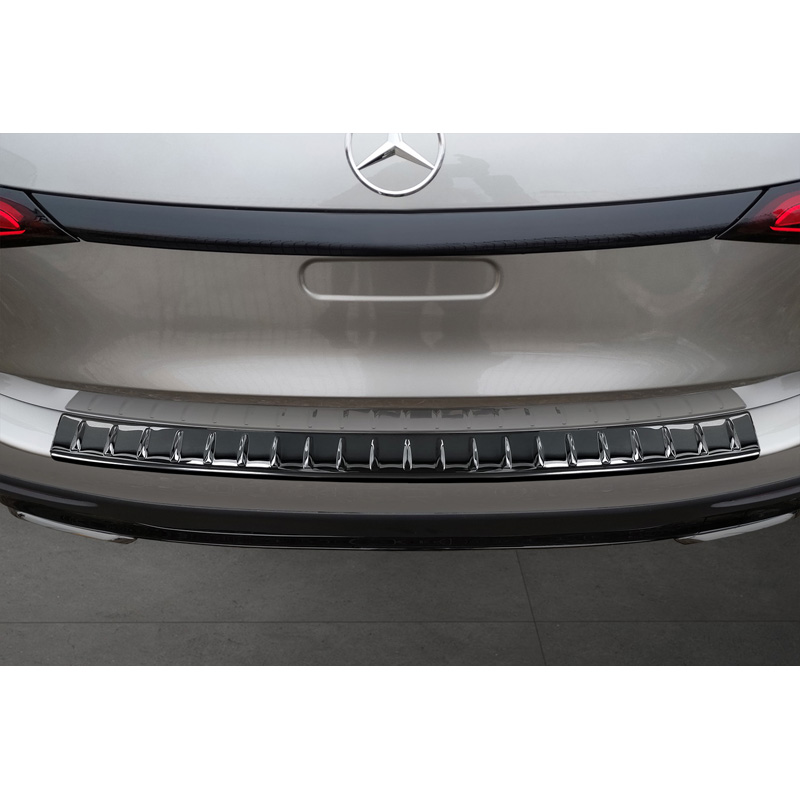 Black Mirror Stainless Steel Rear bumper protector  Mercedes GLC II (X254) 2022- 'Ribs'