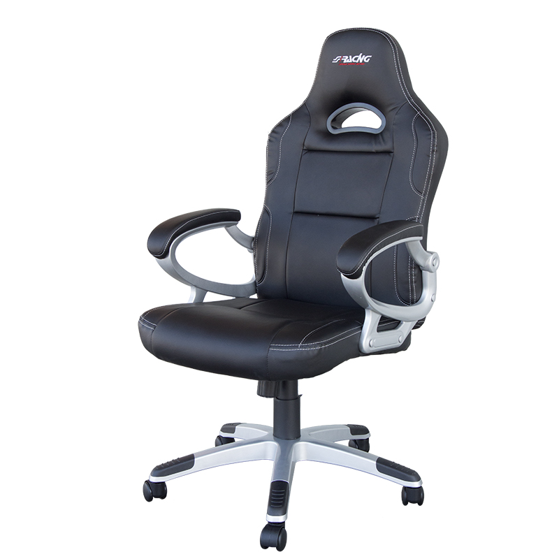 Simoni Racing Bureaustoel / Gamestoel - Zwart Eco-Leder - Verstelbaar
