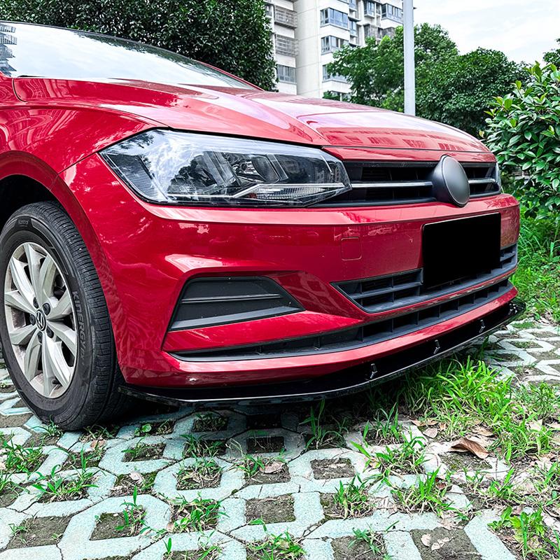 Front spoiler lip  Volkswagen Polo (AW) 2017- excl. R-Line/GTi (Glossy Black ABS)