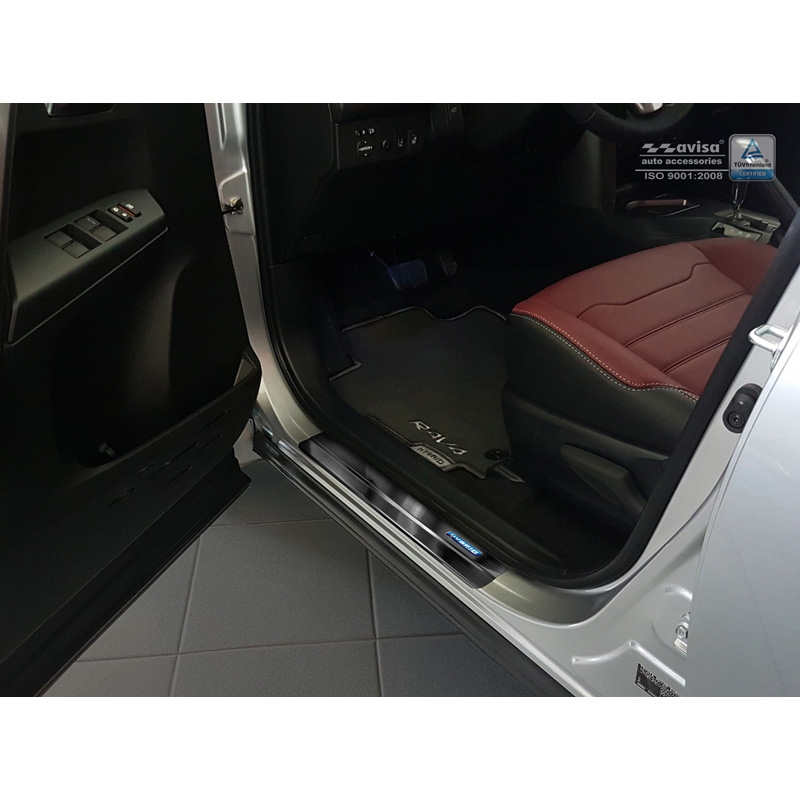 Black Inox door sill protectors  Toyota C-HR 2016-2019 & FL 2019-2023 & RAV4 IV FL 2016-2018 & Lexus NX 2014-2021 - 'Hybrid' - 4-pieces