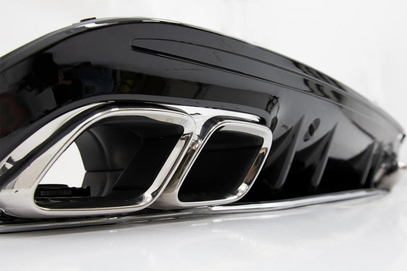 Achterbumper Diffusor Mercedes W205 C-Klasse C63S Design Zilver Tips AMG Sport Line