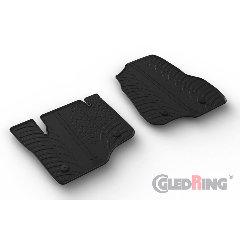 Rubber car mats set  Ford F-250 Super Duty Super Crew (13&14th Gen.) 2017-2021 & 2021- (T profile 2-pieces + mounting clips)