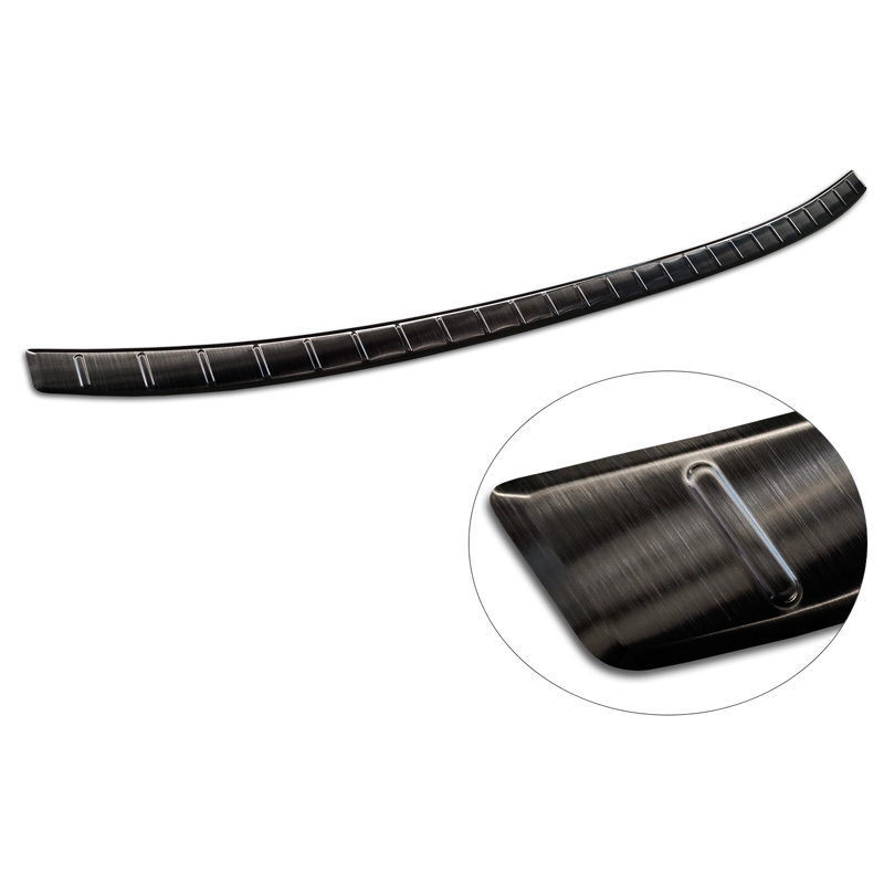 Black Stainless Steel Rear bumper protector  Volkswagen Taigo 2021- 'Ribs'