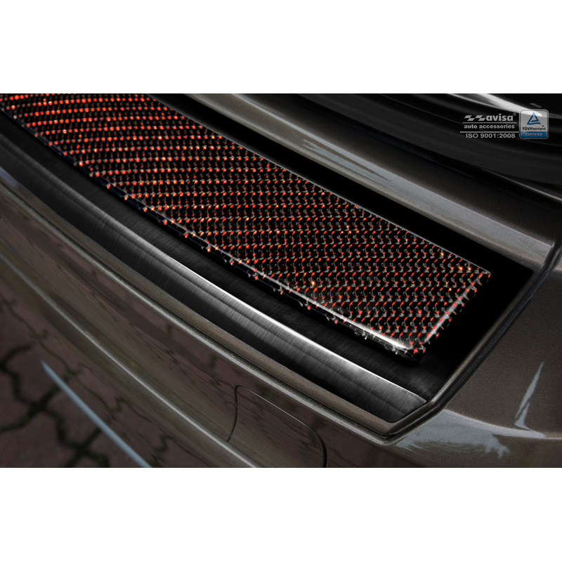 RVS Achterbumperprotector 'Deluxe'  Volvo XC60 2013-2016 Zwart/Rood-Zwart Carbon