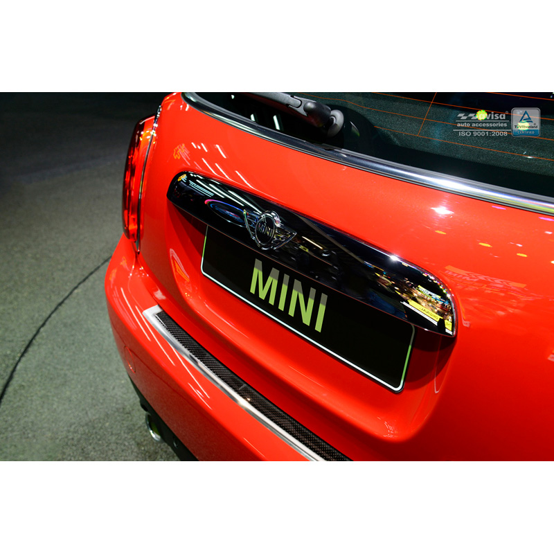 RVS Achterbumperprotector 'Deluxe'  Mini One/Cooper F56 3-deurs 3/2014- Chroom/Zwart Carbon