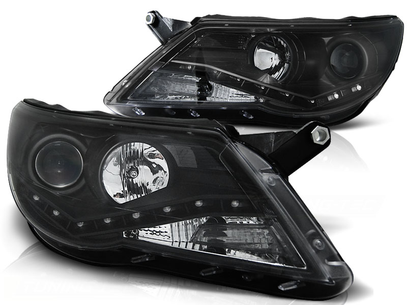 Koplampen VW Tiguan 07-11 DRL Zwart