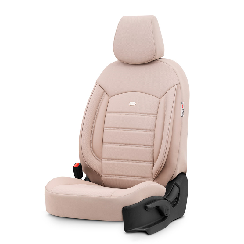 Universal Full-Leather Seat cover set 'Inspire' Crème - 11-pieces -  Side-Airbags