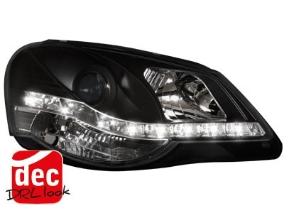 Koplampen VW Polo 9N3 05-09 DRL look Devil Eyes Zwart