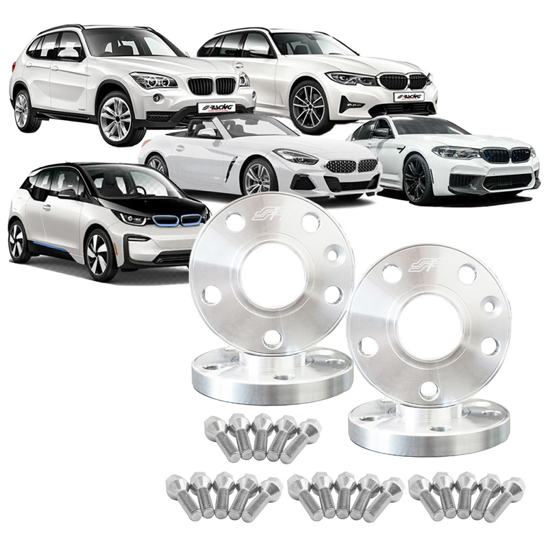 Simoni Racing Aluminium-Spurverbreiterungssatz - 2x15mm(VA) - 2x18mm(HA) (Mittenzentrierung 66,6mm) mit Radschrauben - passend für BMW Diverse